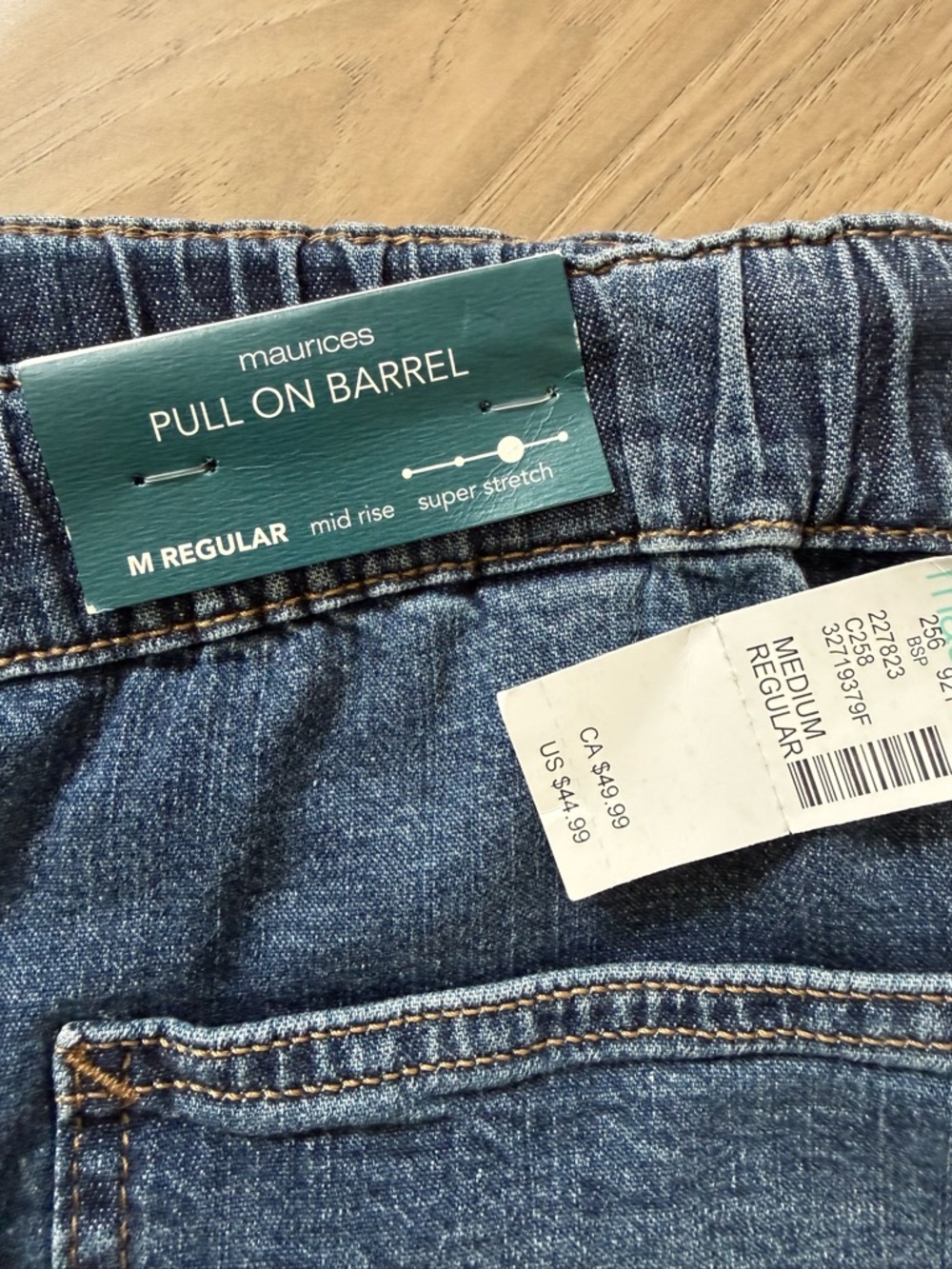 Maurice’s Mid Rise Pull On Super Stretch Barrel Drawstring Denim Jeans Medium - Picture 4 of 8